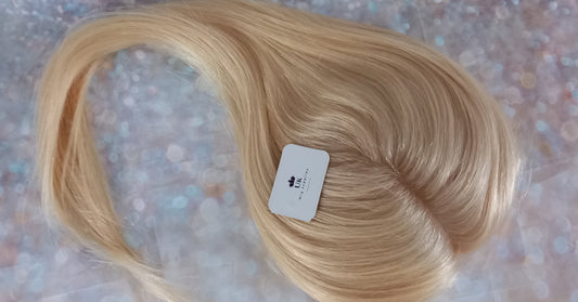 Hand tied silk base topper, 5x7 inch 613 light blonde, virgin human hair, 18 inch, free part, PU